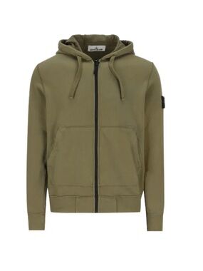 Stone Island Green Full-Zip Hooded Sweatshirt